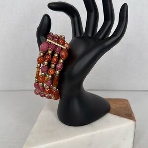 Bohemian Pink and Orange Multi-Strand Wrap Bracelet lot C34